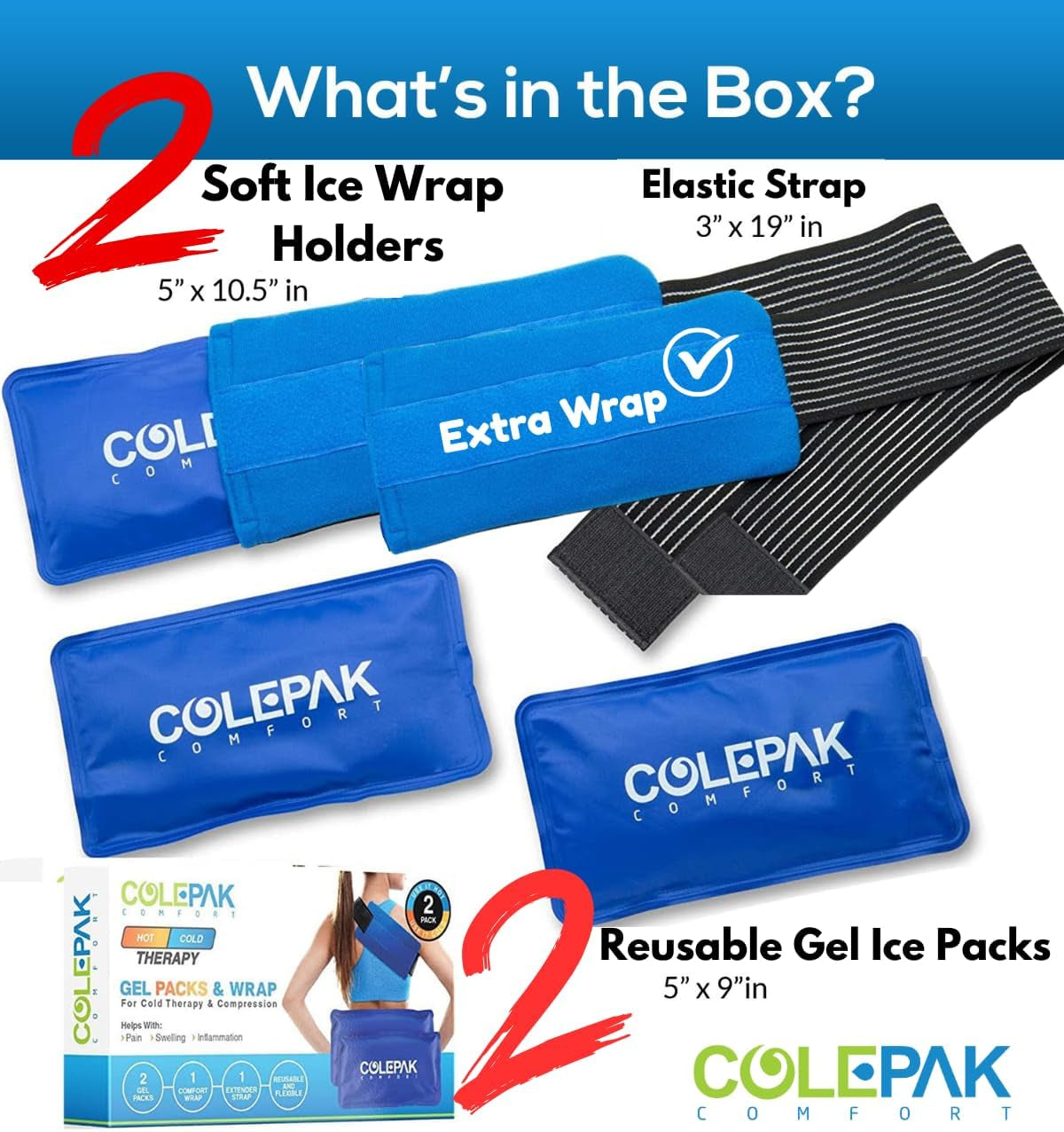 Hot & Cold Reusable Gel Ice Packs – 2 Count (Pack of 1)