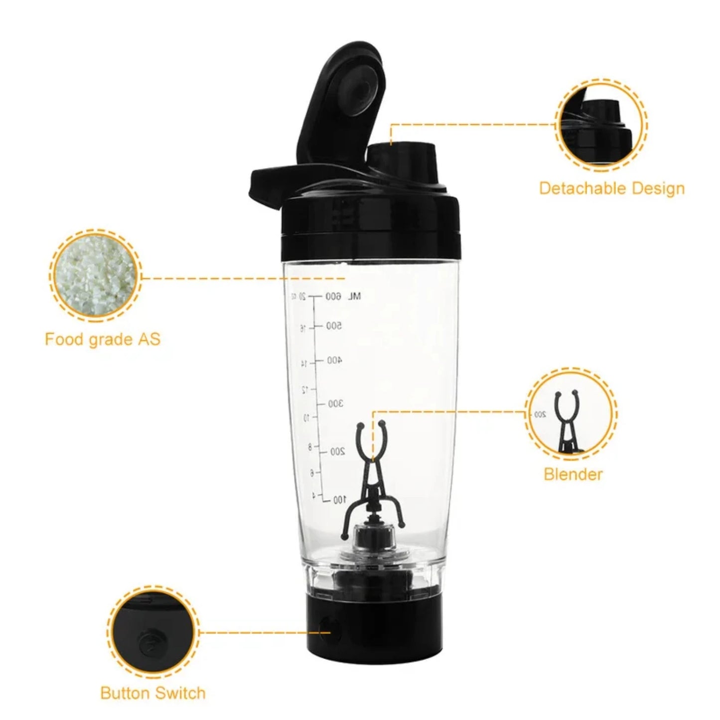 600ML Shaker Bottle – Protein Powder Mixer Cup